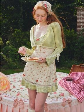2-Piece Matcha Red Bean Dress Set